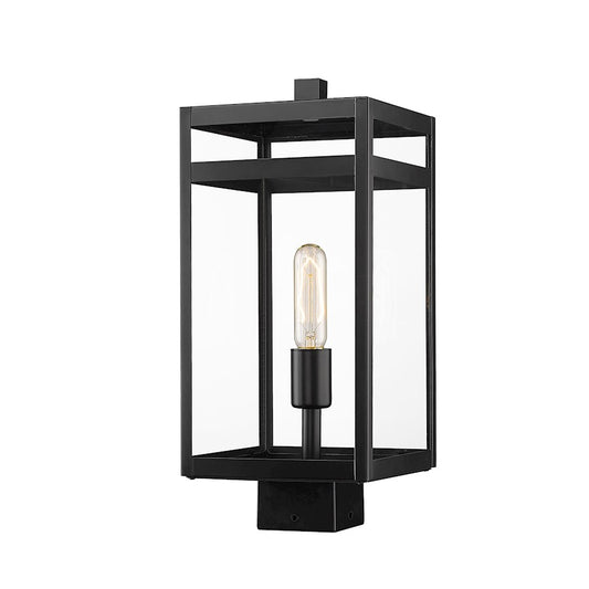 Z-Lite Nuri 1 Light 17" Outdoor Post Mount, Black/Clear