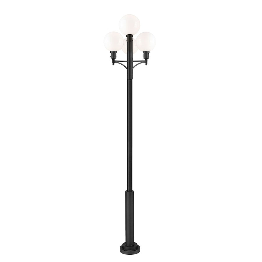 Z-Lite Laurent 4 Light 34.5" Outdoor Post Mount, Black/Opal