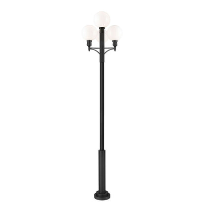 Z-Lite Laurent 4 Light 34.5" Outdoor Post Mount, Black/Opal