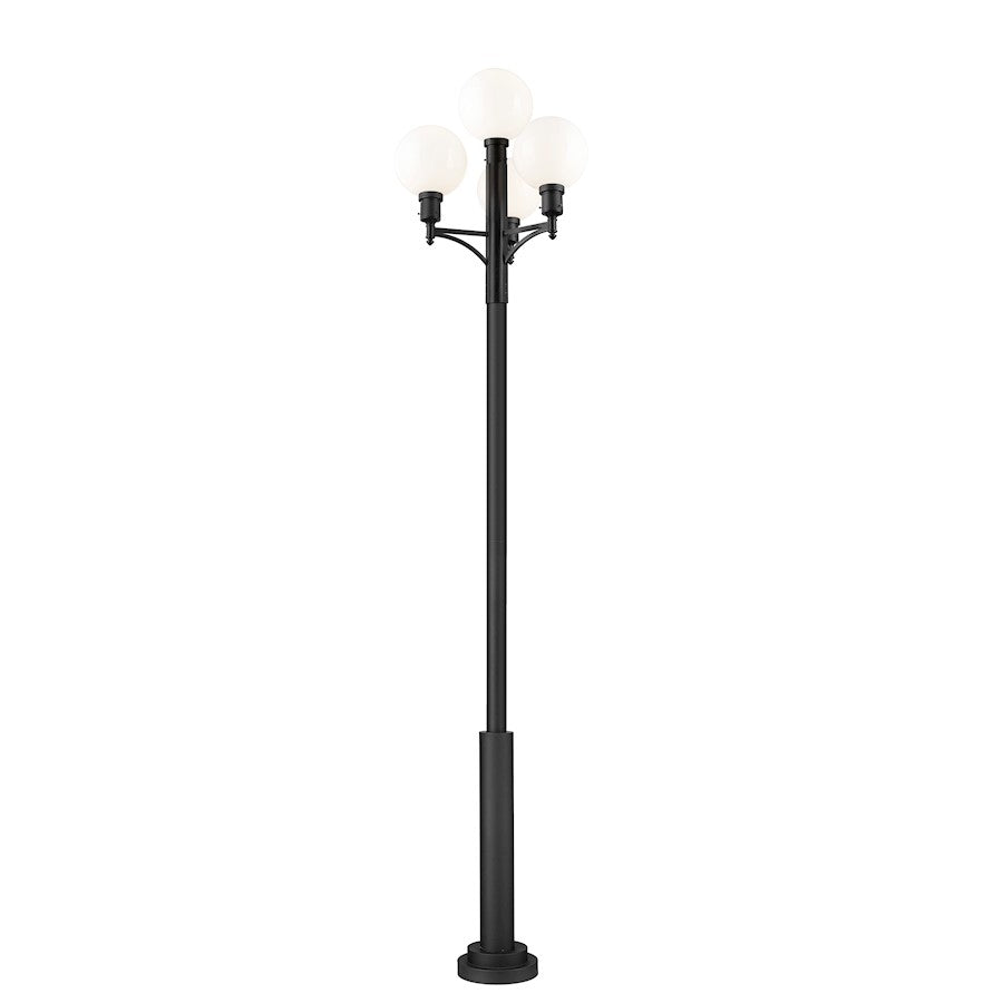 Z-Lite Laurent 4 Light 34.5" Outdoor Post Mount, Black/Opal