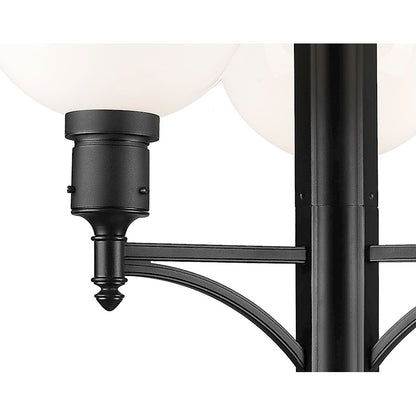 Z-Lite Laurent 4 Light 34.5" Outdoor Post Mount, Black/Opal