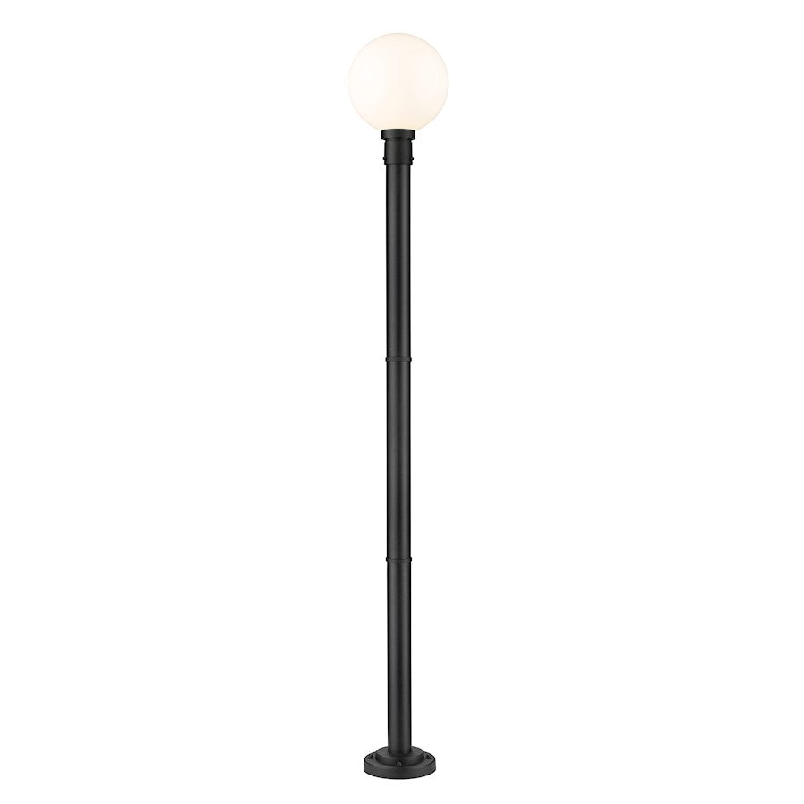 Z-Lite Laurent 1 Light 12" Outdoor Post Mount, Black/Opal - 597PHB-567P-BK