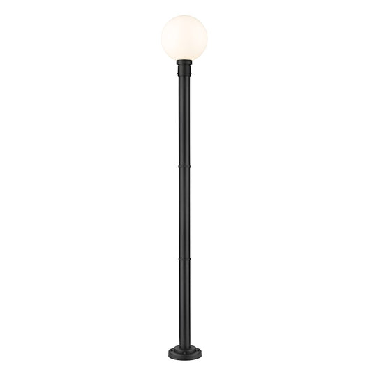 Z-Lite Laurent 1 Light 12" Outdoor Post Mount, Black/Opal - 597PHB-567P-BK