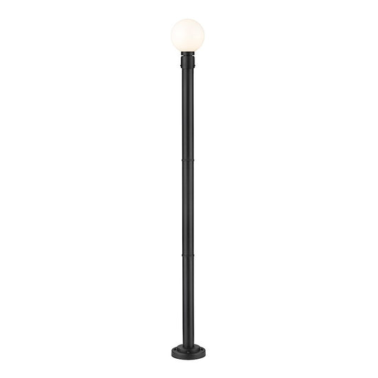 Z-Lite Laurent 1 Light 9" Outdoor Post Mount, Black/Opal - 597PHM-567P-BK