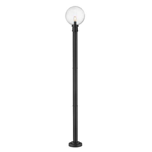 Z-Lite Laurent 1Lt 12" Outdoor Post Mount, Black/Clear Seedy - 599PHB-567P-BK