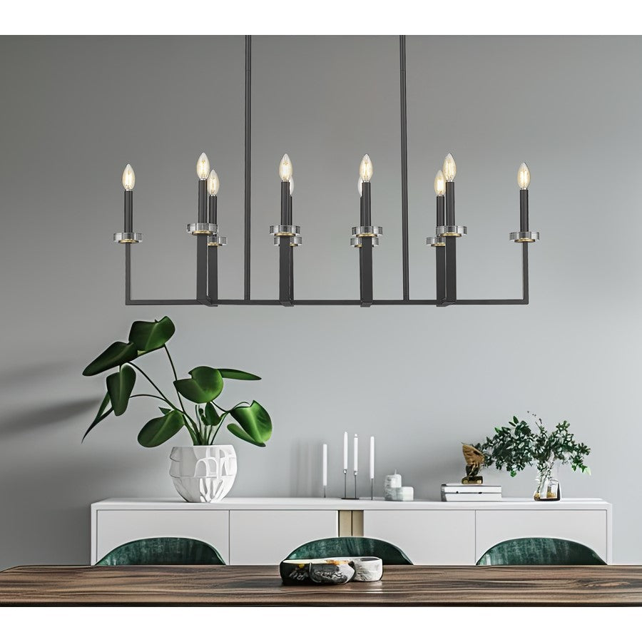 Z-Lite Gaultier 10Lt Linear Chandelier, Matte Black/Mordern Gold