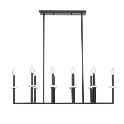 Z-Lite Gaultier 10Lt Linear Chandelier, Matte Black/Mordern Gold