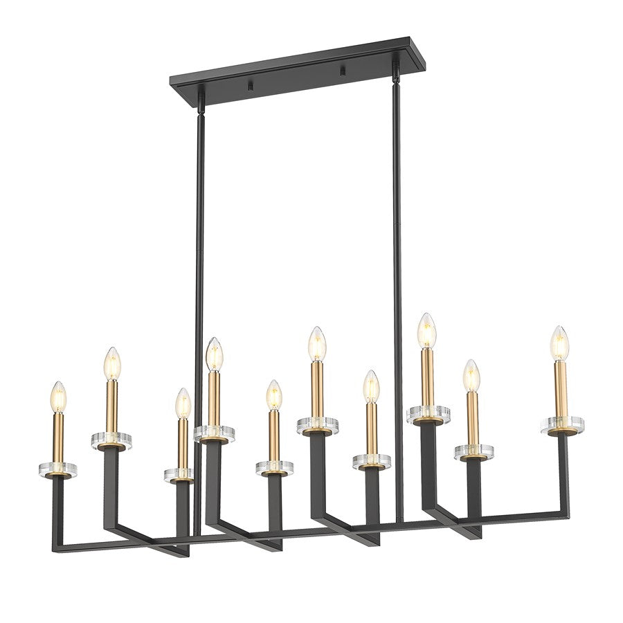 Z-Lite Gaultier 10Lt Linear Chandelier, Matte Black/Mordern Gold