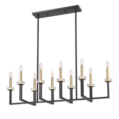 Z-Lite Gaultier 10Lt Linear Chandelier, Matte Black/Mordern Gold