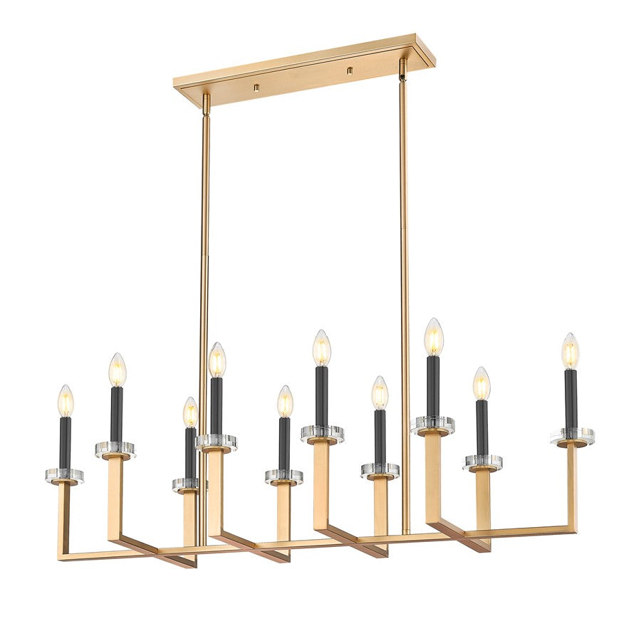 Z-Lite Gaultier 10 Light Linear Chandelier, Mordern Gold