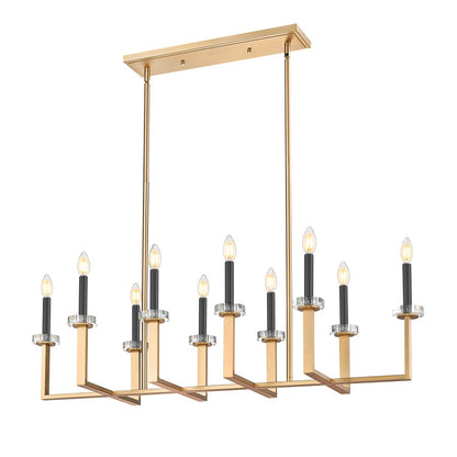 Z-Lite Gaultier 10 Light Linear Chandelier, Mordern Gold