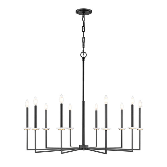 Z-Lite Gaultier 10 Light Chandelier, Matte Black/Mordern Gold - 6100-10MB