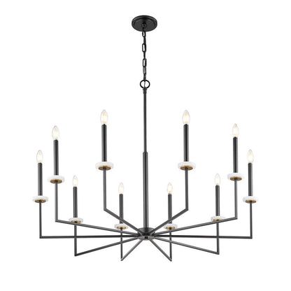 Z-Lite Gaultier 10 Light Chandelier, Matte Black/Mordern Gold