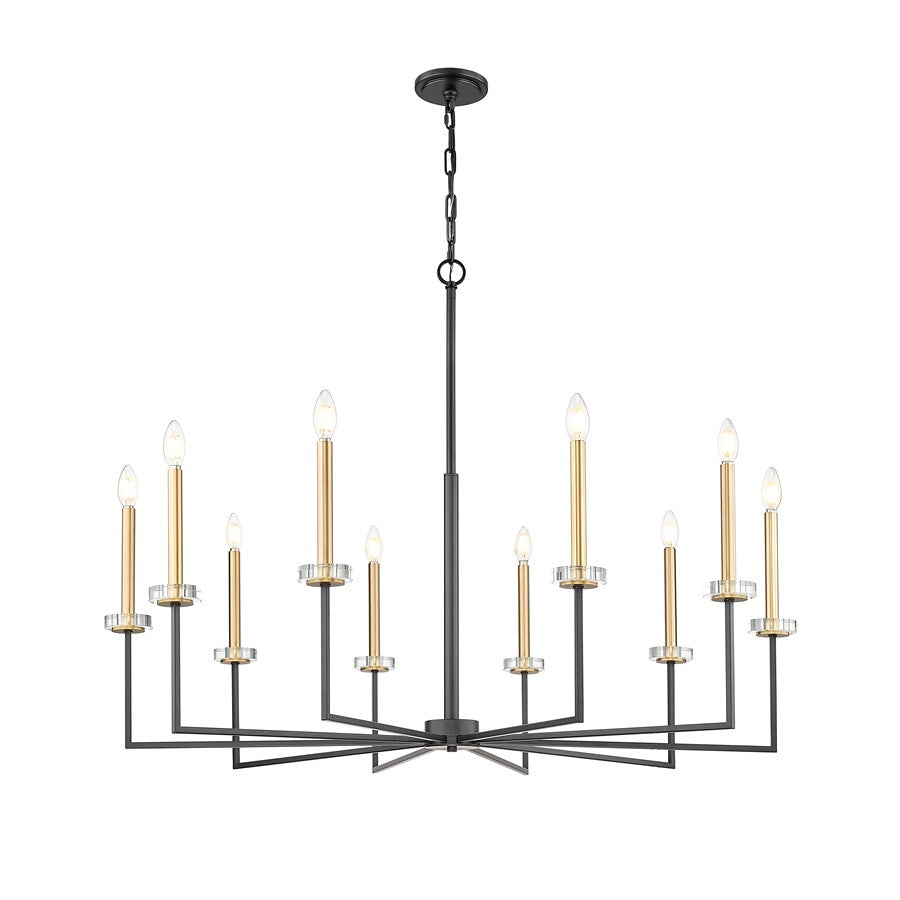 Z-Lite Gaultier 10 Light Chandelier, Matte Black/Mordern Gold