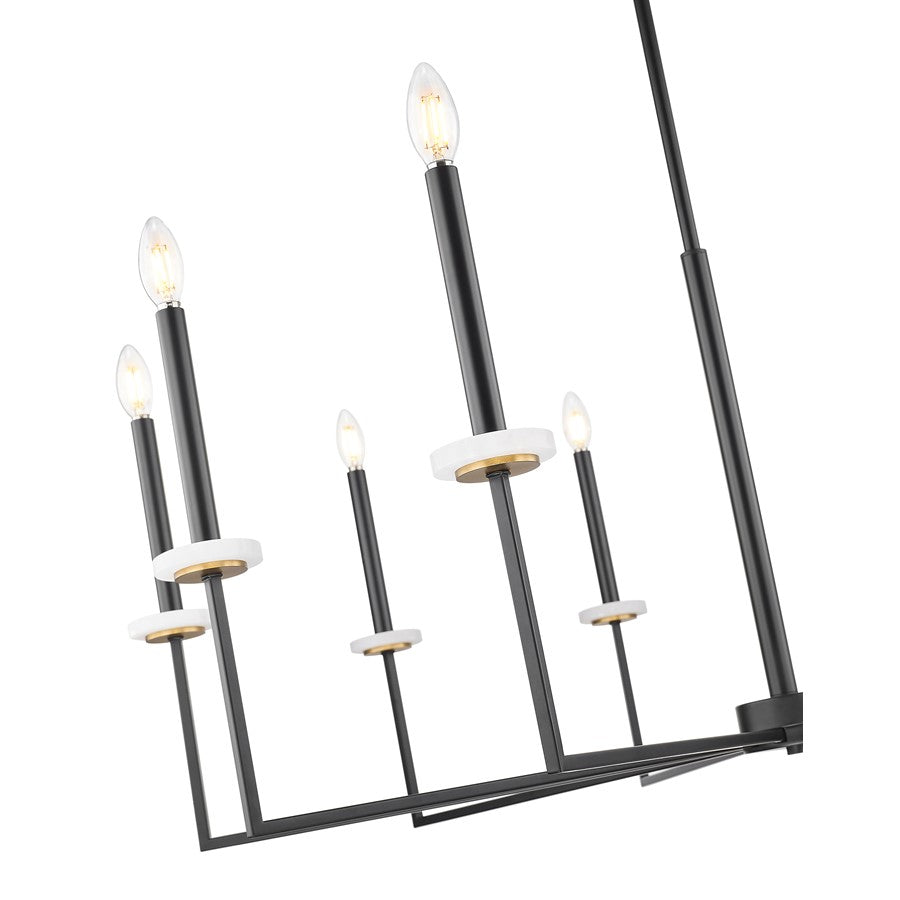 Z-Lite Gaultier 10 Light Chandelier, Matte Black/Mordern Gold