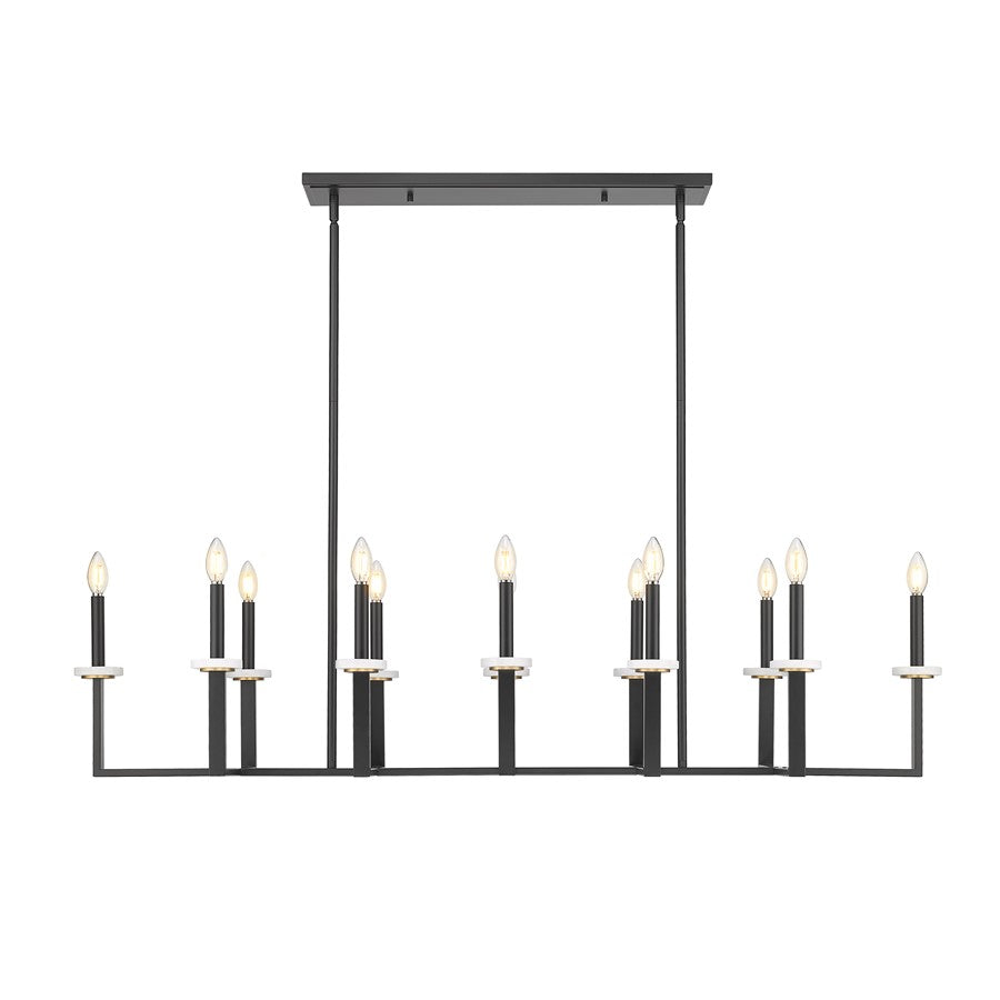 Z-Lite Gaultier 12Lt Linear Chandelier, Matte Black/Mordern Gold