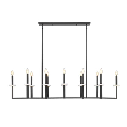 Z-Lite Gaultier 12Lt Linear Chandelier, Matte Black/Mordern Gold