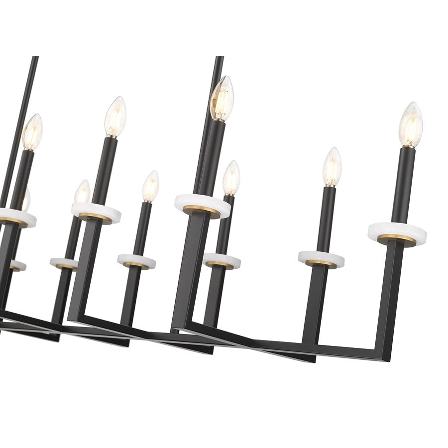 Z-Lite Gaultier 12Lt Linear Chandelier, Matte Black/Mordern Gold