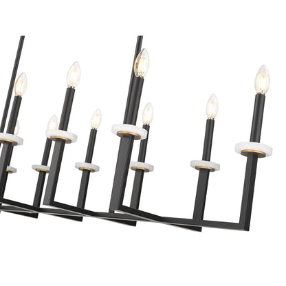 Z-Lite Gaultier 12Lt Linear Chandelier, Matte Black/Mordern Gold