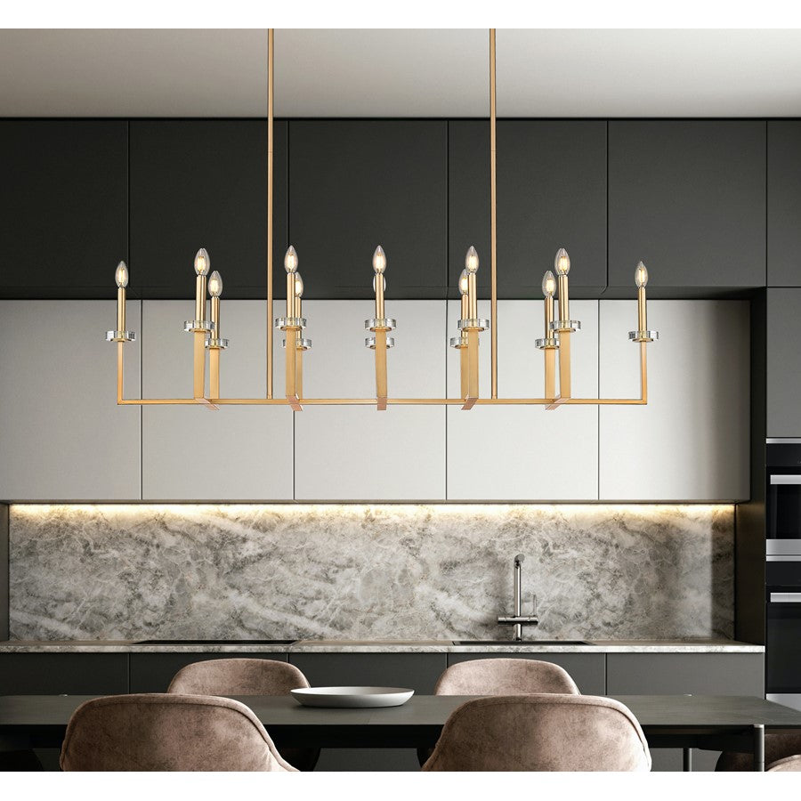 Z-Lite Gaultier 12 Light Linear Chandelier, Mordern Gold