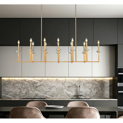 Z-Lite Gaultier 12 Light Linear Chandelier, Mordern Gold