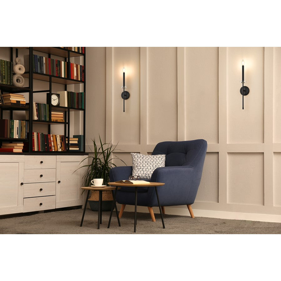 Z-Lite Gaultier 1 Light Wall Sconce, Matte Black/Mordern Gold