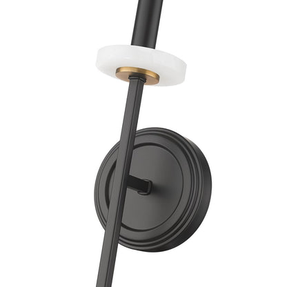 Z-Lite Gaultier 1 Light Wall Sconce, Matte Black/Mordern Gold