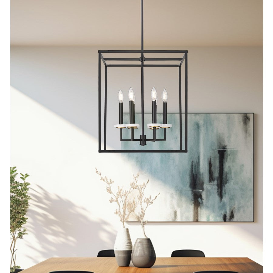 Z-Lite Gaultier 6 Light 22" Chandelier, Matte Black/Mordern Gold