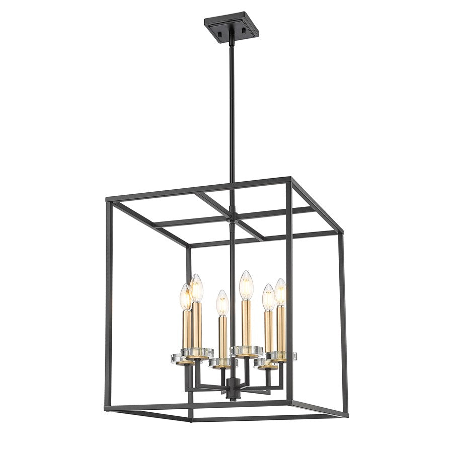 Z-Lite Gaultier 6 Light 22" Chandelier, Matte Black/Mordern Gold