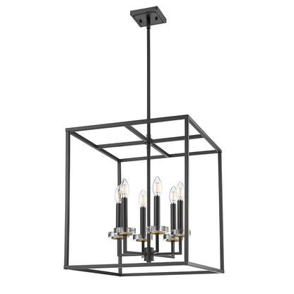 Z-Lite Gaultier 6 Light 22" Chandelier, Matte Black/Mordern Gold