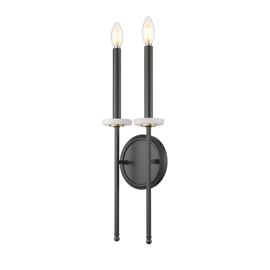Z-Lite Gaultier 2 Light Wall Sconce, Matte Black/Mordern Gold - 6100-2S-MB