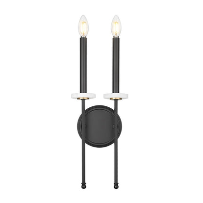 Z-Lite Gaultier 2 Light Wall Sconce, Matte Black/Mordern Gold