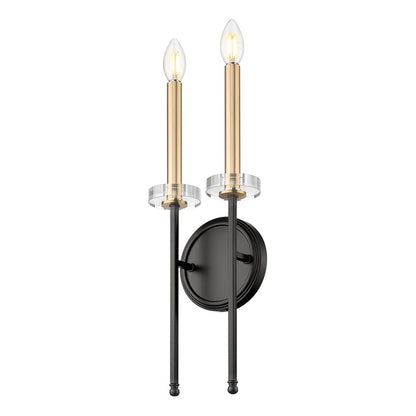 Z-Lite Gaultier 2 Light Wall Sconce, Matte Black/Mordern Gold
