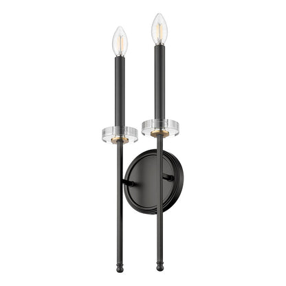 Z-Lite Gaultier 2 Light Wall Sconce, Matte Black/Mordern Gold