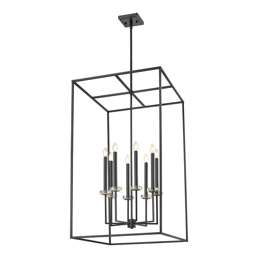 Z-Lite Gaultier 8 Light 45" Chandelier, Matte Black/Mordern Gold