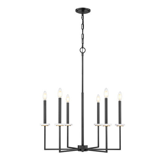Z-Lite Gaultier 6 Light Chandelier, Matte Black/Mordern Gold - 6100-6MB