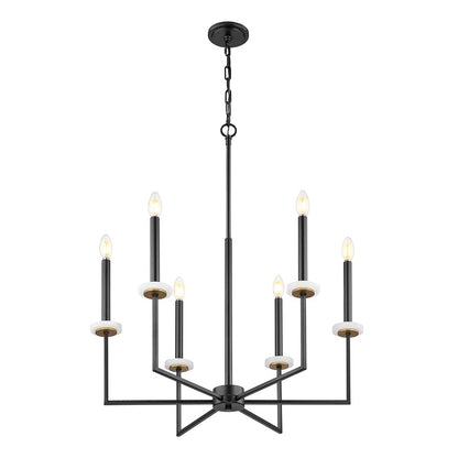 Z-Lite Gaultier 6 Light Chandelier, Matte Black/Mordern Gold