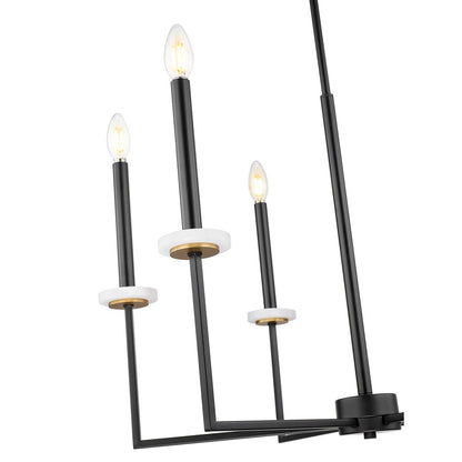 Z-Lite Gaultier 6 Light Chandelier, Matte Black/Mordern Gold