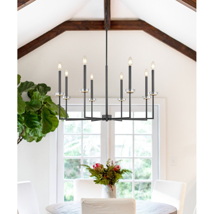 Z-Lite Gaultier 8 Light Chandelier, Matte Black/Mordern Gold