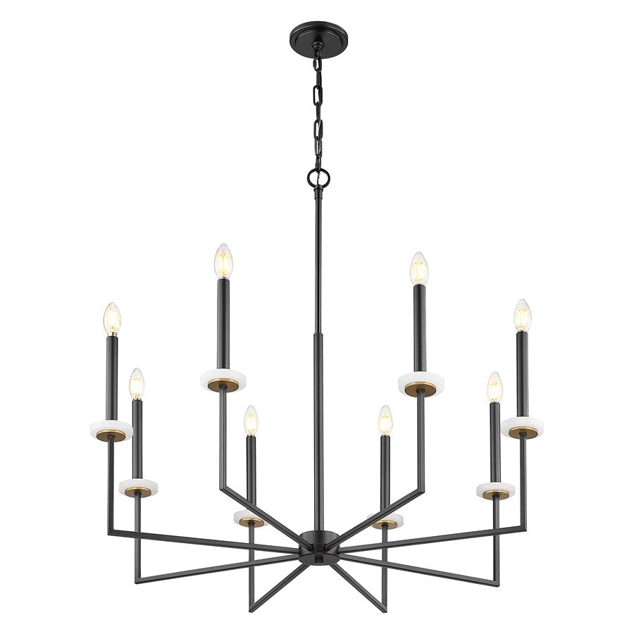 Z-Lite Gaultier 8 Light Chandelier, Matte Black/Mordern Gold