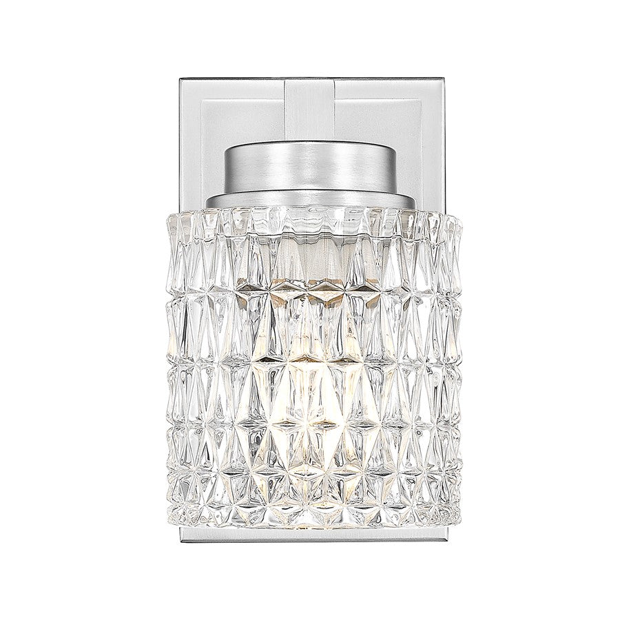 Z-Lite Jacqueline 1 Light Wall Sconce, Brushed Nickel/Clear Diamond