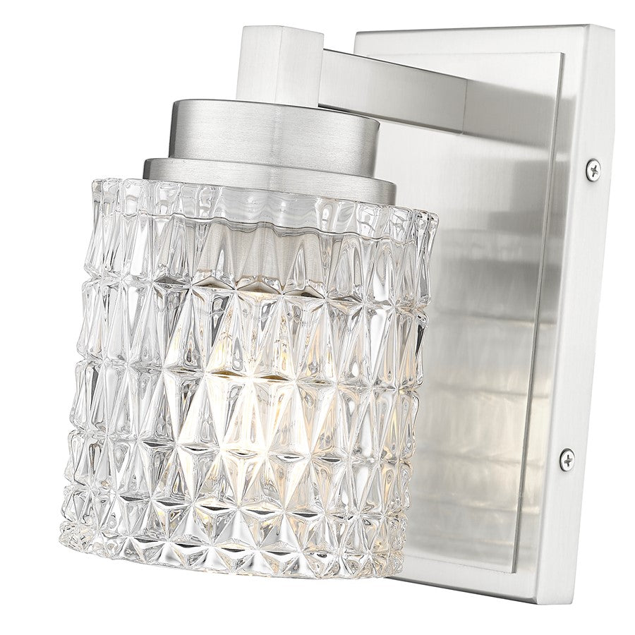 Z-Lite Jacqueline 1 Light Wall Sconce, Brushed Nickel/Clear Diamond