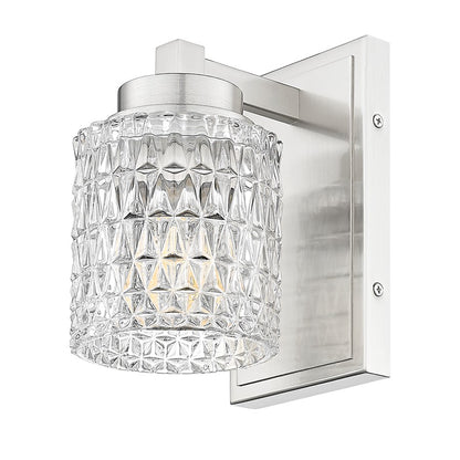 Z-Lite Jacqueline 1 Light Wall Sconce, Brushed Nickel/Clear Diamond