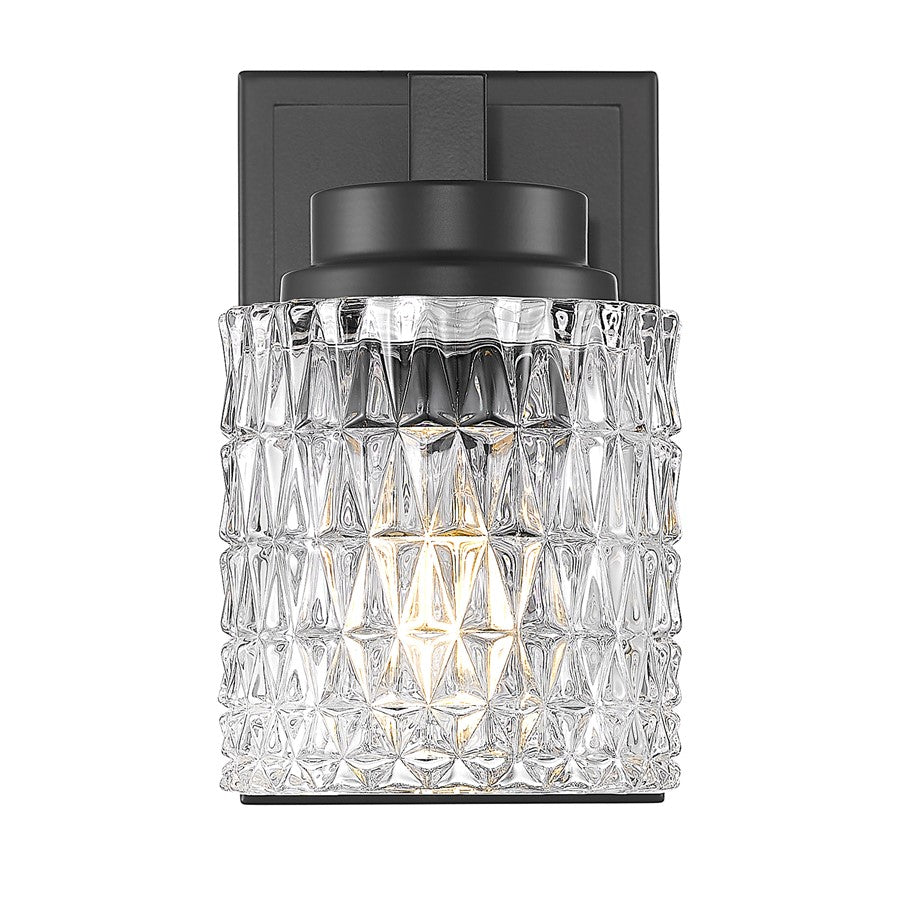 Z-Lite Jacqueline 1 Light Wall Sconce, Matte Black/Clear Diamond