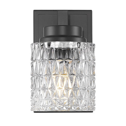Z-Lite Jacqueline 1 Light Wall Sconce, Matte Black/Clear Diamond