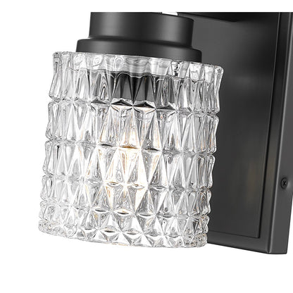 Z-Lite Jacqueline 1 Light Wall Sconce, Matte Black/Clear Diamond
