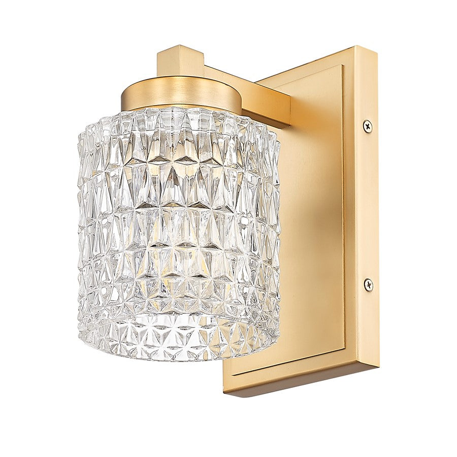 Z-Lite Jacqueline 1 Light Wall Sconce, Modern Gold/Clear Diamond