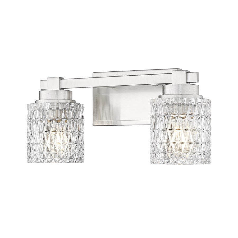 Z-Lite Jacqueline 2 Light Vanity, Brushed Nickel/Clear Diamond - 6101-2V-BN