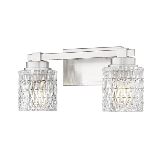 Z-Lite Jacqueline 2 Light Vanity, Brushed Nickel/Clear Diamond - 6101-2V-BN