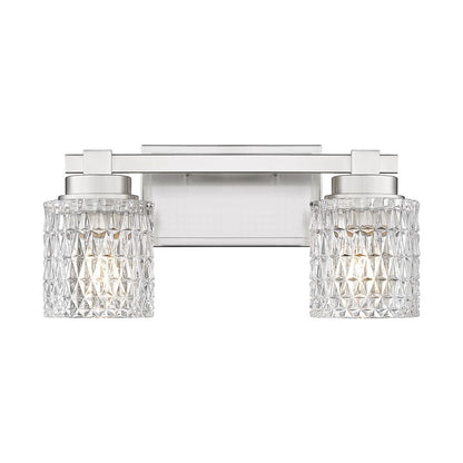 Z-Lite Jacqueline 2 Light Vanity, Brushed Nickel/Clear Diamond